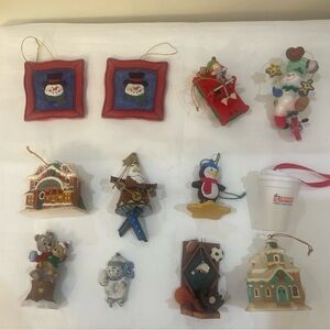 Lot of 12 Beautiful Assorted VTG Christmas Ornaments Various Sizes